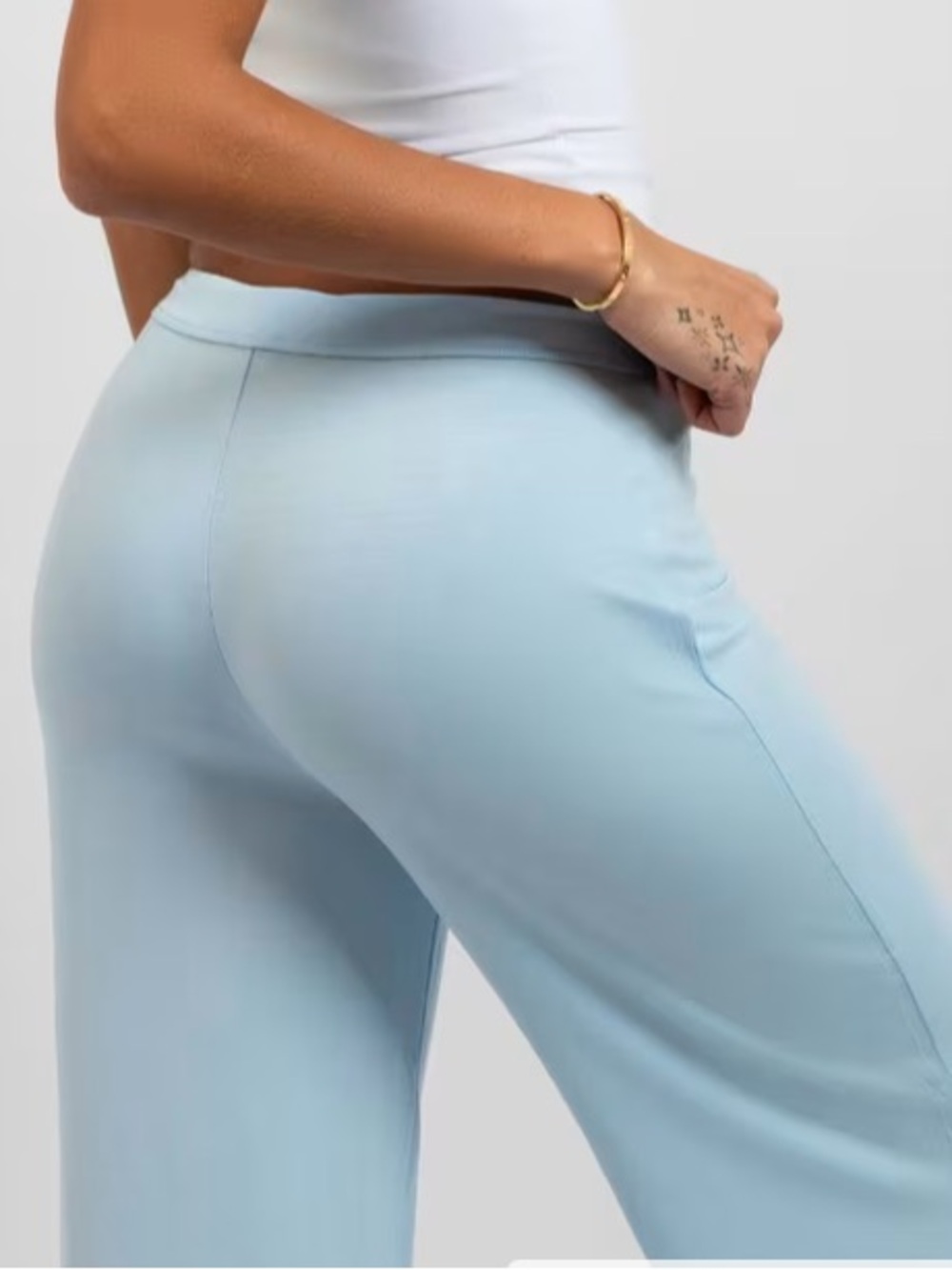 Cmfrt Cloud Lounge Set Tee Shirt Wide Leg Pants Light Baby Blue Two (2) Piece - Picture 12 of 16